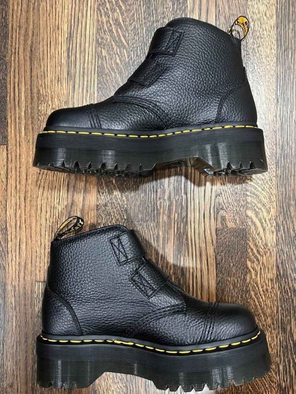 dr. martens devon flower buckle leather platform black milled nappa shoes (6W) - Picture 3 of 8
